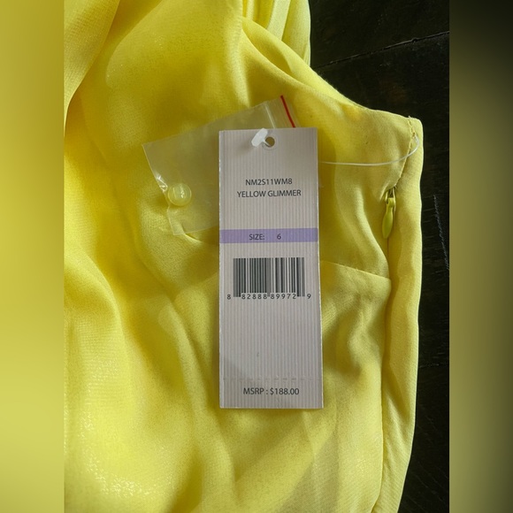 GROGEOUS NWT Nannette Yellow Glimmer Lepore Chiffon Pleated Midi Dress Sz 6 - Picture 11 of 13